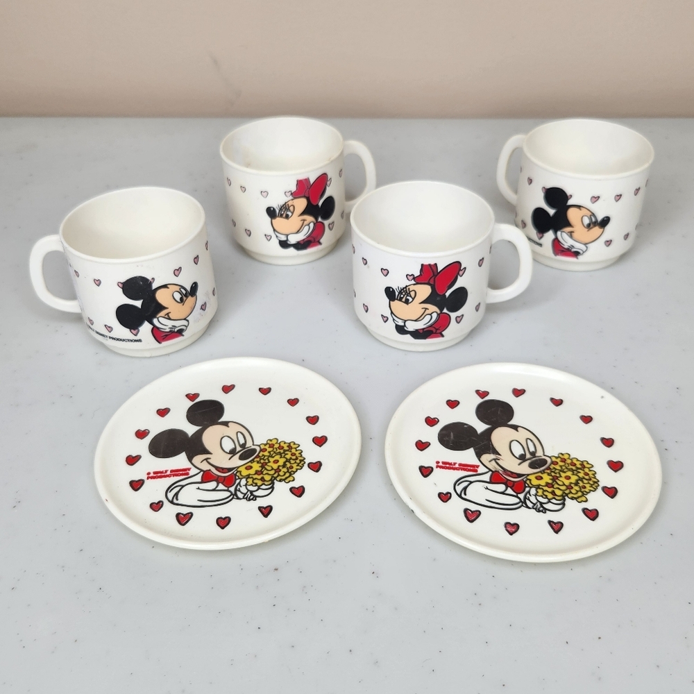 Vintage Disney Mickey & Minnie Mouse Kids Toy Dish Set